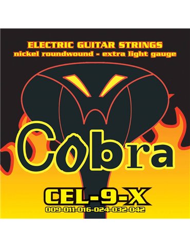 JUEGO DE CUERDAS COBRA PARA GUITARRA ELÉCTRICA NÍQUEL ROUNDWOUND EXTRA LIGHT