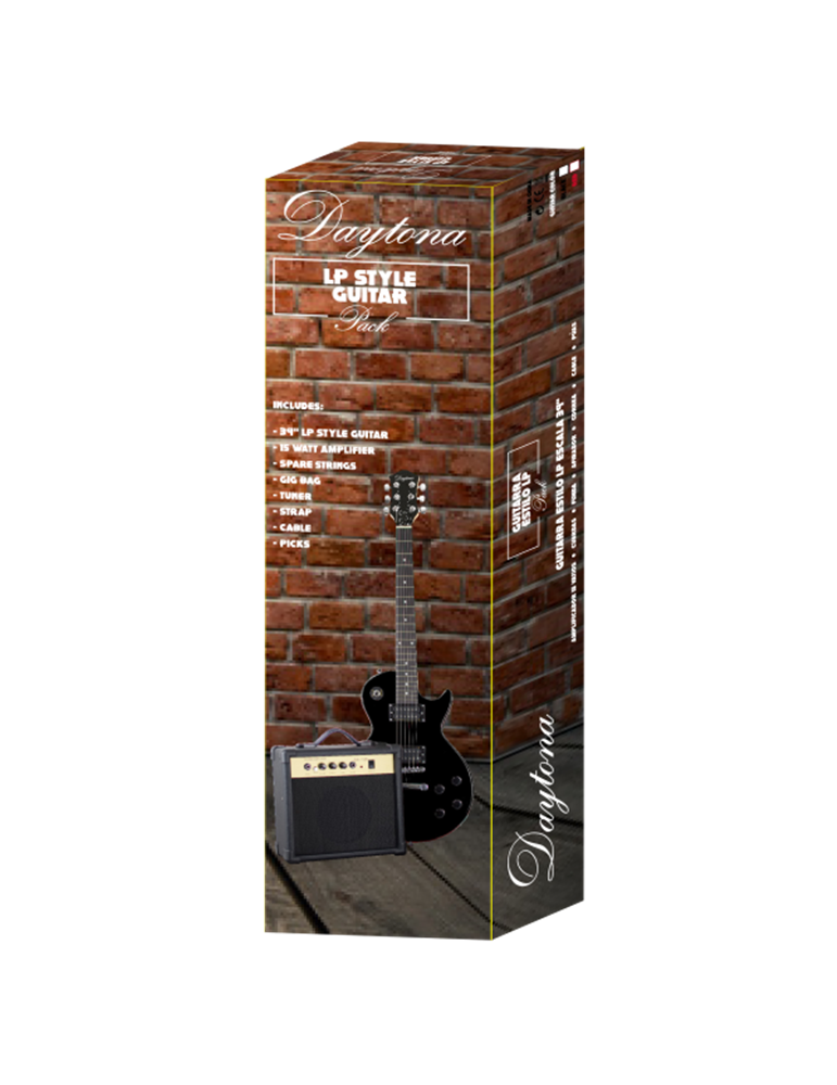 PACK DE GUITARRA ELÉCTRICA DAYTONA TIPO LES PAUL NEGRO