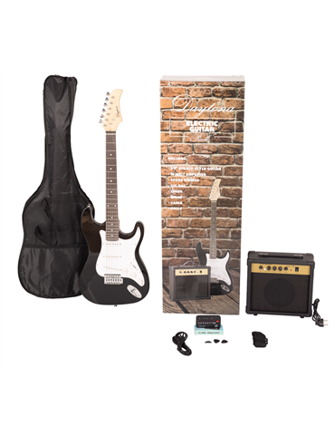 PACK DE GUITARRA ELÉCTRICA DAYTONA TIPO STRATOCASTER NEGRO