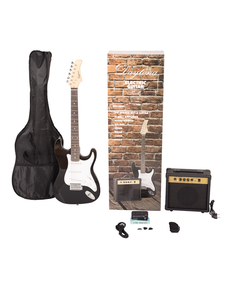 PACK DE GUITARRA ELÉCTRICA DAYTONA TIPO STRATOCASTER NEGRO