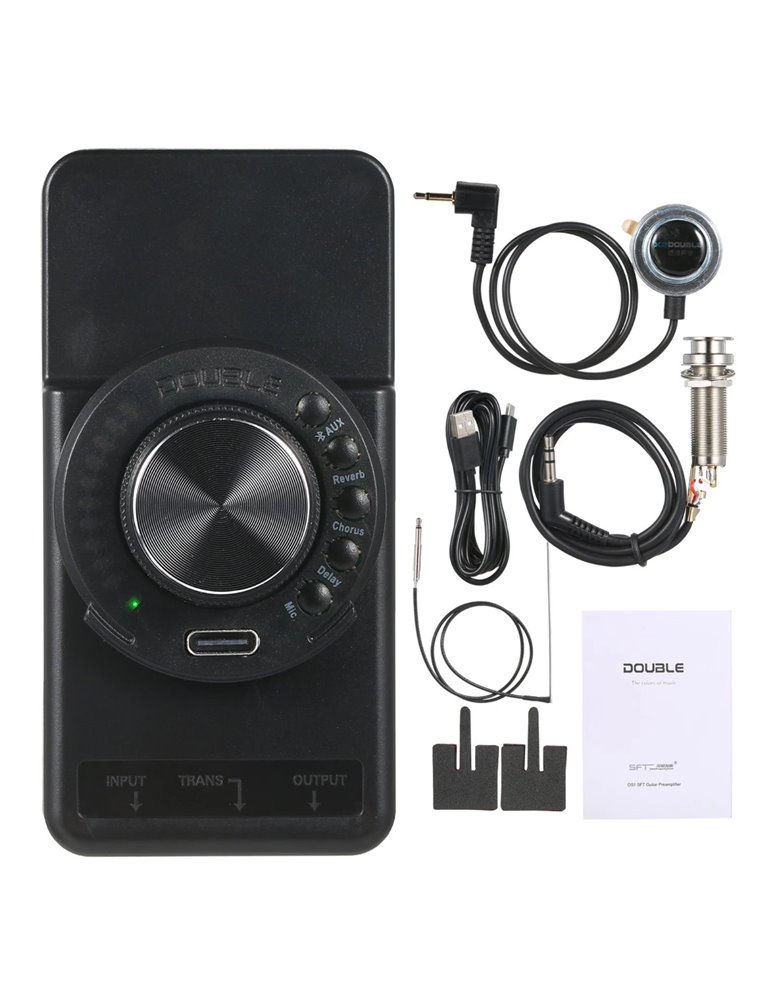 PREAMPLIFICADOR DE GUITARRA CLÁSICA Y ACÚSTICA CON CONEXIÓN BLUETOOTH, EFECTOS Y BATERÍA RECARGABLE