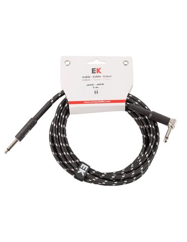 CABLE EK AUDIO PARA GUITARRA JACK - JACK RECTO- ACODADO TELA TRENZADA DE 6 M