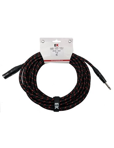 CABLE EK AUDIO TRENZADO DE TELA PARA MICRÓFONO JACK-XLR HEMBRA 9 METROS