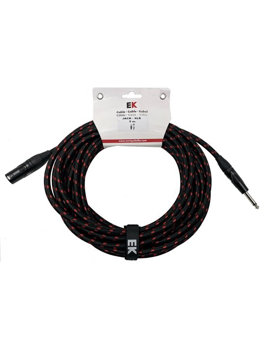 CABLE EK AUDIO TRENZADO DE TELA PARA MICRÓFONO JACK-XLR HEMBRA 9 METROS