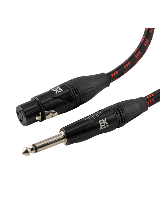 CABLE EK AUDIO TRENZADO DE TELA PARA MICRÓFONO JACK-XLR HEMBRA 9 METROS