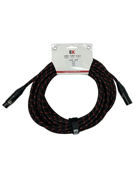 CABLE EK AUDIO TRENZADO DE TELA PARA MICRÓFONO XLR-XLR MACHO-HEMBRA 9 METROS