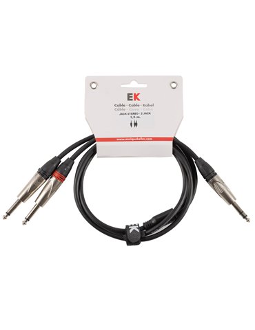CABLE EK AUDIO JACK STEREO - JACK MONO X 2 METÁLICO 1,5 M