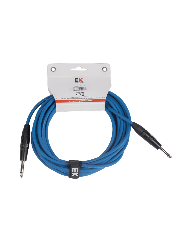 CABLE EK AUDIO PARA GUITARRA JACK RECTO-RECTO 3M AZUL
