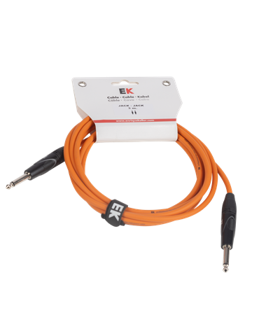 CABLE EK AUDIO PARA GUITARRA JACK RECTO-RECTO 3M NARANJA