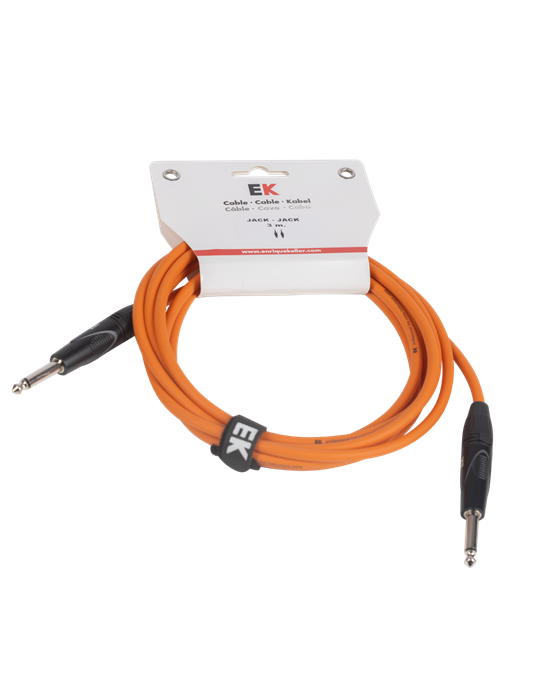 CABLE EK AUDIO PARA GUITARRA JACK RECTO-RECTO 3M NARANJA