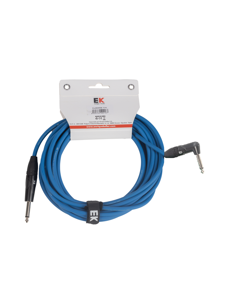 CABLE EK AUDIO PARA GUITARRA JACK RECTO-ACODADO 3M AZUL