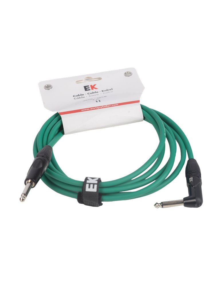 CABLE EK AUDIO PARA GUITARRA JACK RECTO-ACODADO 3M VERDE