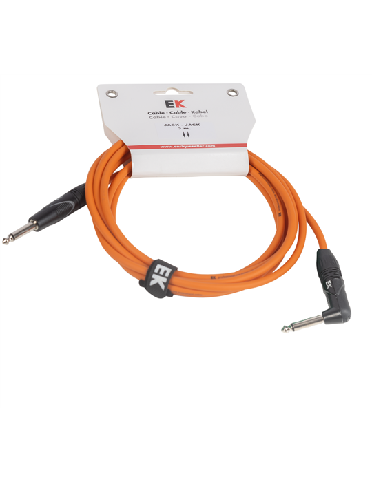 CABLE EK AUDIO PARA GUITARRA JACK RECTO-ACODADO 3M NARANJA