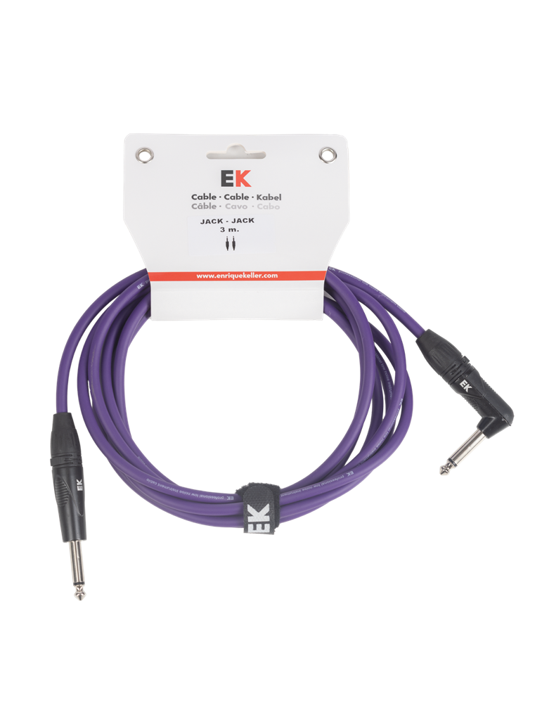 CABLE EK AUDIO PARA GUITARRA JACK RECTO-ACODADO 3M VIOLETA