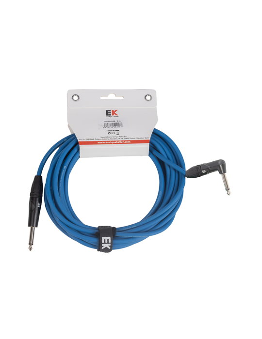 CABLE EK AUDIO PARA GUITARRA JACK RECTO-ACODADO 6M AZUL