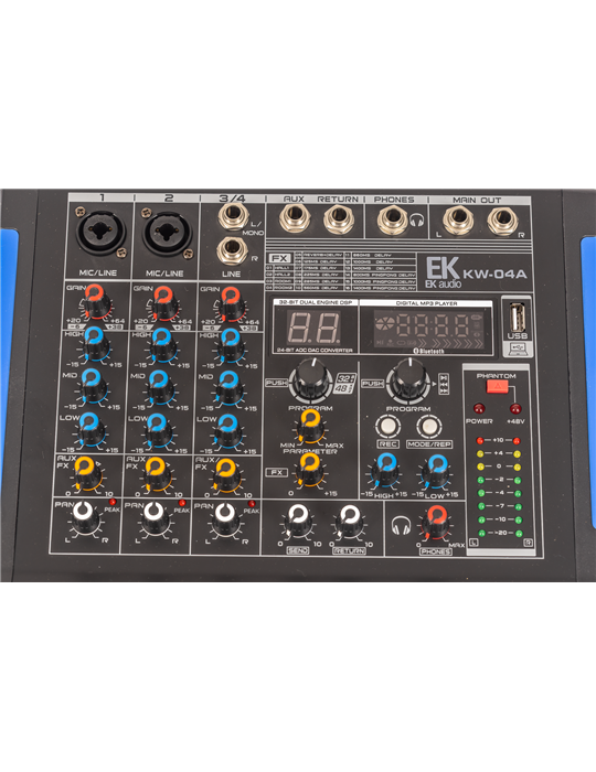 MESA DE MEZCLAS EK AUDIO AMPLIFICADA Y CON EFECTOS KW04A