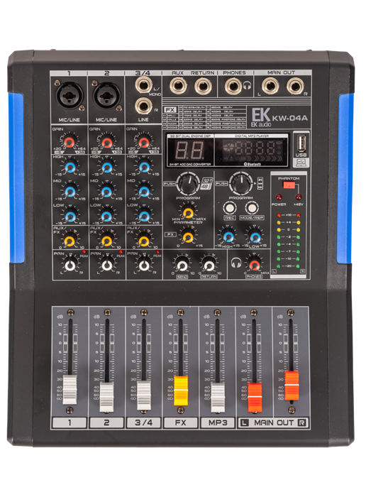 MESA DE MEZCLAS EK AUDIO AMPLIFICADA Y CON EFECTOS KW04A