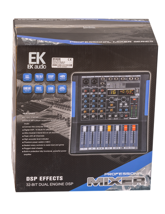 MESA DE MEZCLAS EK AUDIO AMPLIFICADA Y CON EFECTOS KW04A