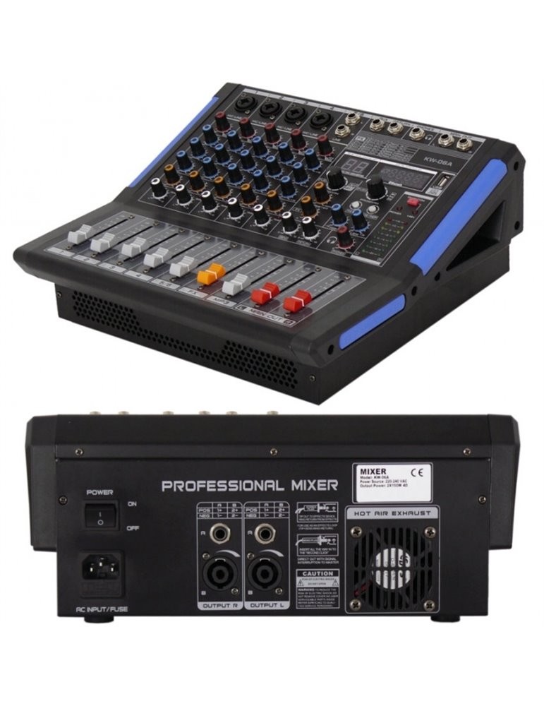 MESA DE MEZCLAS EK AUDIO AMPLIFICADA Y CON EFECTOS KW06A