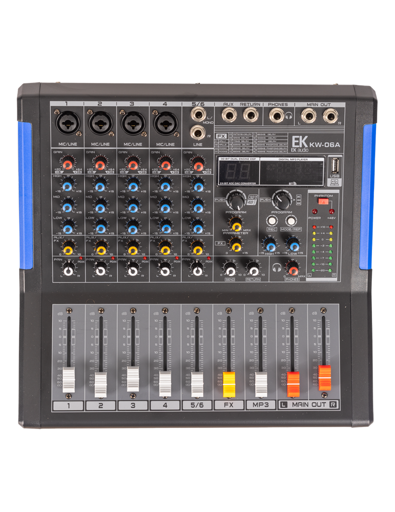 MESA DE MEZCLAS EK AUDIO AMPLIFICADA Y CON EFECTOS KW06A