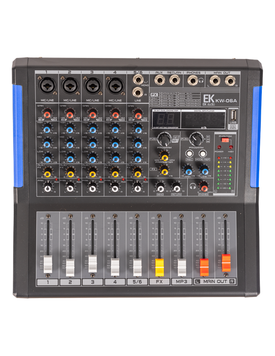 MESA DE MEZCLAS EK AUDIO AMPLIFICADA Y CON EFECTOS KW06A