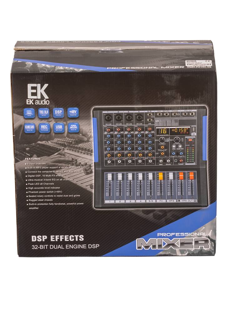 MESA DE MEZCLAS EK AUDIO AMPLIFICADA Y CON EFECTOS KW06A