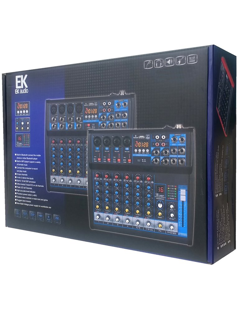 MESA DE MEZCLAS CON EFECTOS EK AUDIO KT08UP