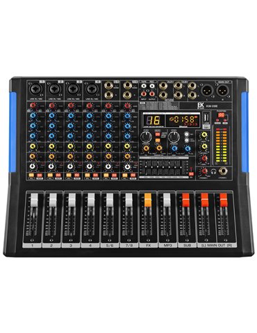 MESA DE MEZCLAS EK AUDIO AMPLIFICADA Y CON EFECTOS KW08E
