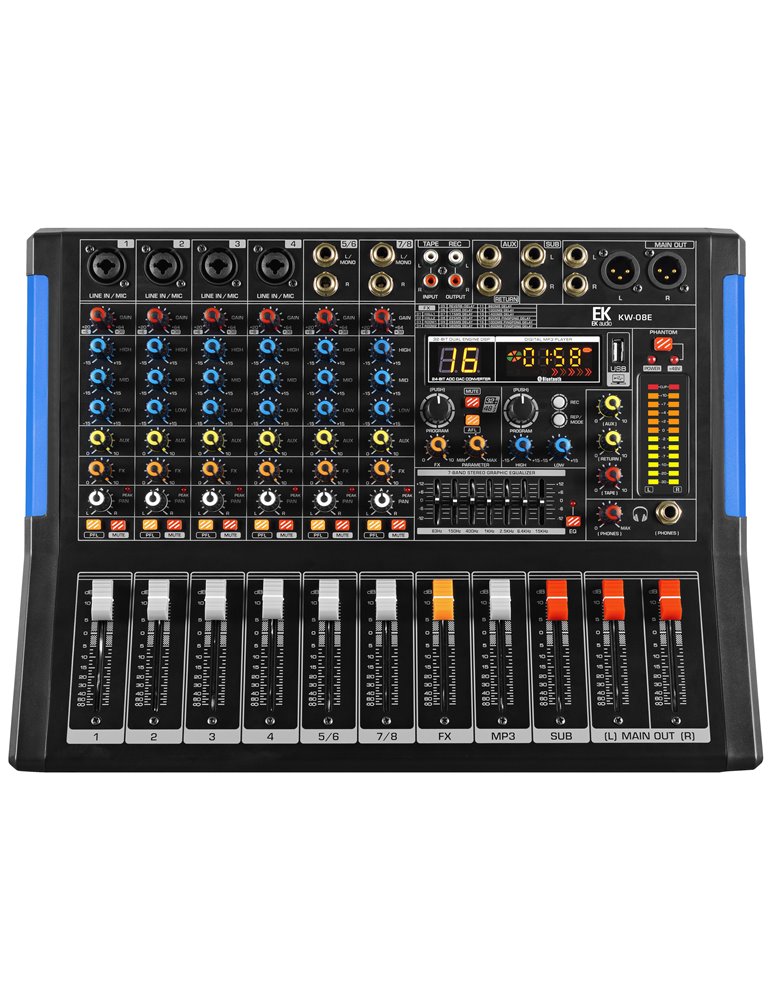 MESA DE MEZCLAS EK AUDIO AMPLIFICADA Y CON EFECTOS KW08E