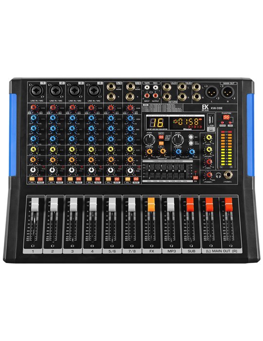 MESA DE MEZCLAS EK AUDIO AMPLIFICADA Y CON EFECTOS KW08E