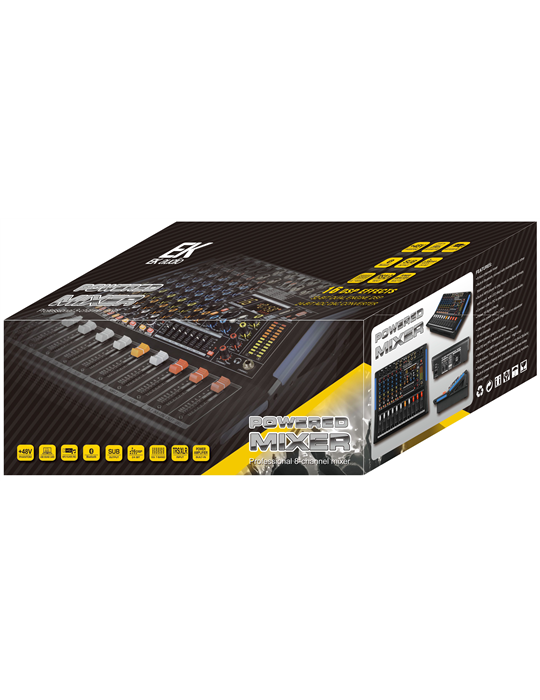 MESA DE MEZCLAS EK AUDIO AMPLIFICADA Y CON EFECTOS KW08E