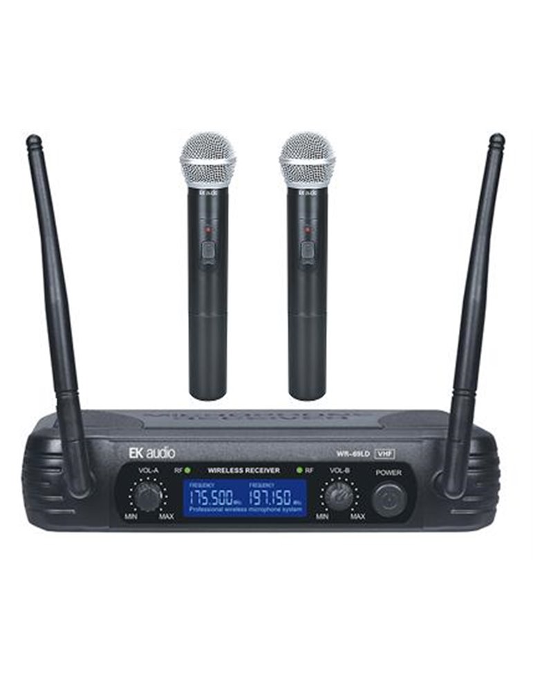 DOS MICRÓFONOS INALÁMBRICOS DE MANO EK VHF WR69LD