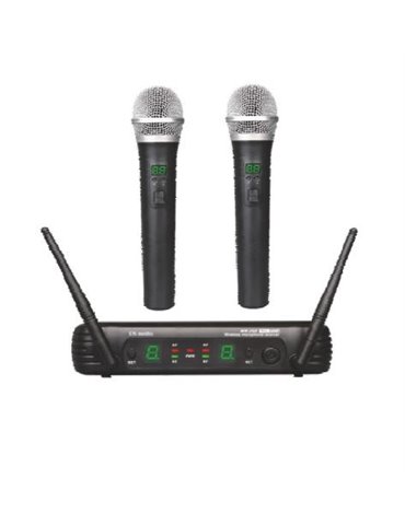 DOS MICRÓFONOS INALÁMBRICOS DE MANO EK UHF