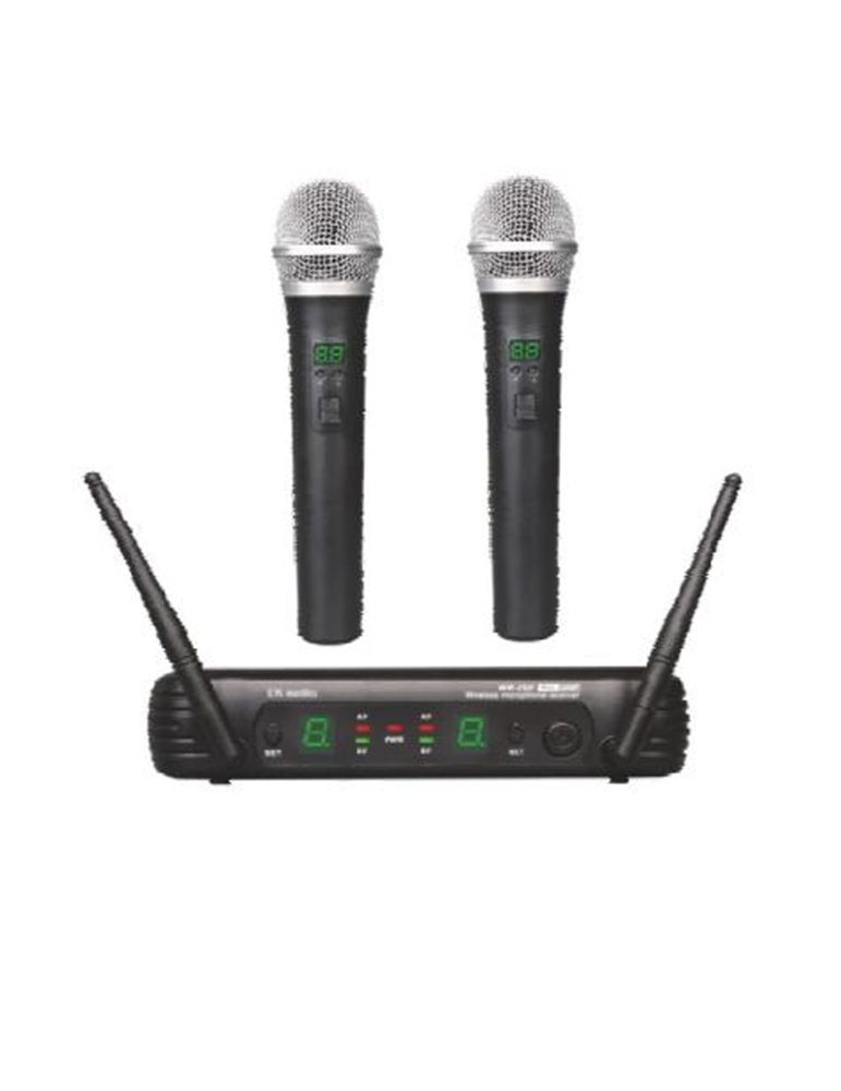 DOS MICRÓFONOS INALÁMBRICOS DE MANO EK UHF