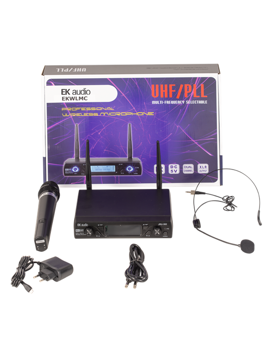 SISTEMA INALÁMBRICO DE DOS MICRÓFONOS EK MANO Y CABEZA EKWLMC