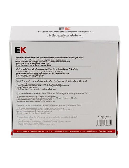 SISTEMA EK INALÁMBRICO TRANSMISOR/RECEPTOR PARA MICRÓFONO