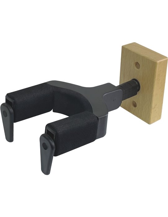 SOPORTE FIJO DE PARED PARA GUITARRA Y BAJO CON BASE DE MADERA