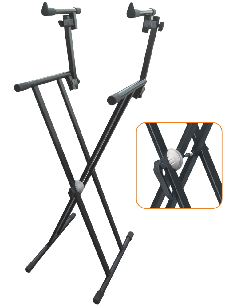 SOPORTE CON PERFIL DOBLE DE DOS ALTURAS PARA DOS TECLADOS CON SISTEMA DE  SEGURIDAD