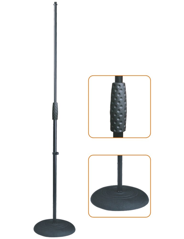 SOPORTE MICRÓFONO RECTO CON BASE REDONDA DE HIERRO FUNDIDO