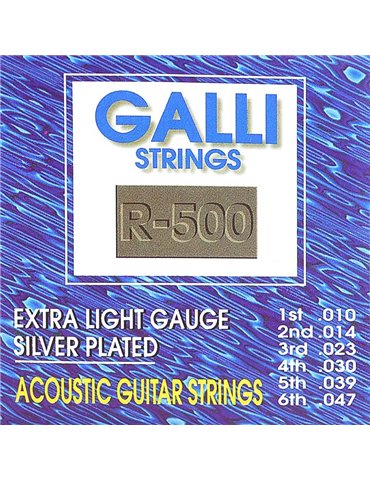 string set acoustic, silverplated wound, 010-014-0
