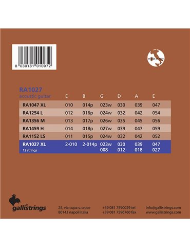 12-string set acoustic 80/20 bronze, light, 2x010- 2