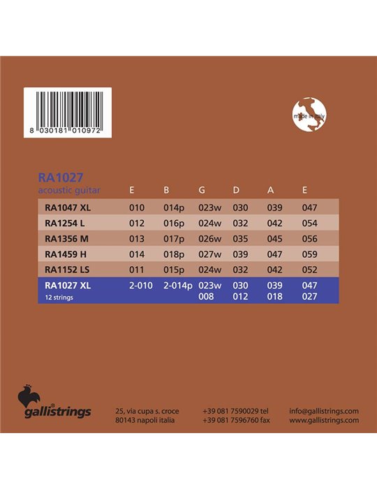 12-string set acoustic 80/20 bronze, light, 2x010-