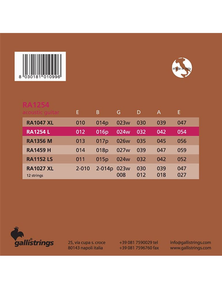 string set acoustic 80/20 bronze wound, light, 012