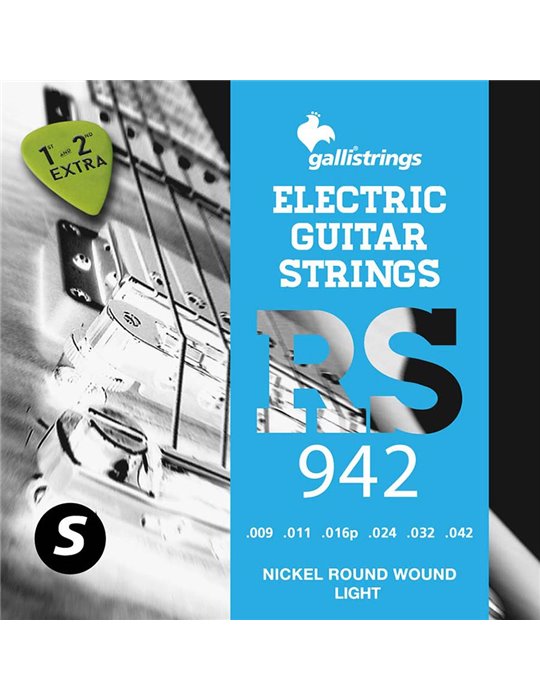 string set electric, nickel roundwound, light, 009