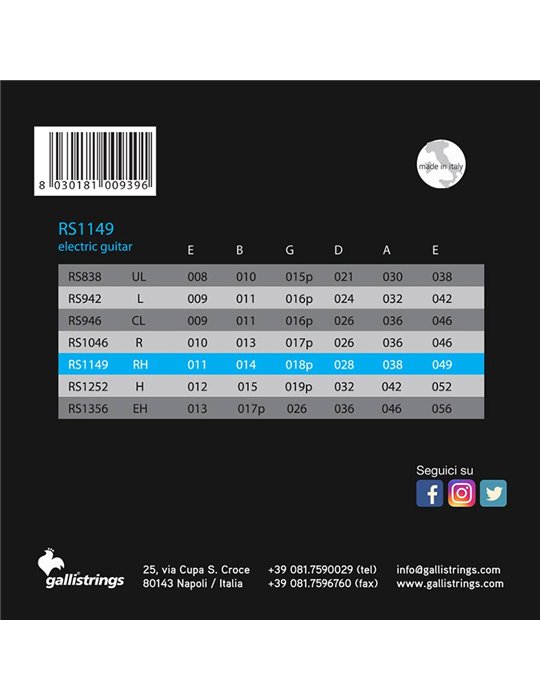 string set electric, nickel roundwound, regular he