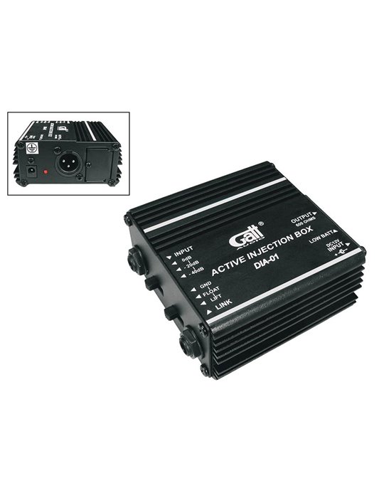 Caja DI activa 9V con salida paralela Gatt Audio
