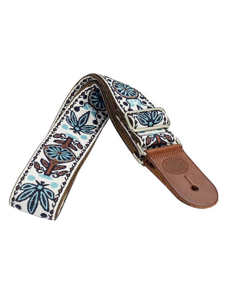 CORREA GAUCHO SERIE DELUXE TRADICIONAL PARA GUITARRA 50mm BLANCO/AZUL