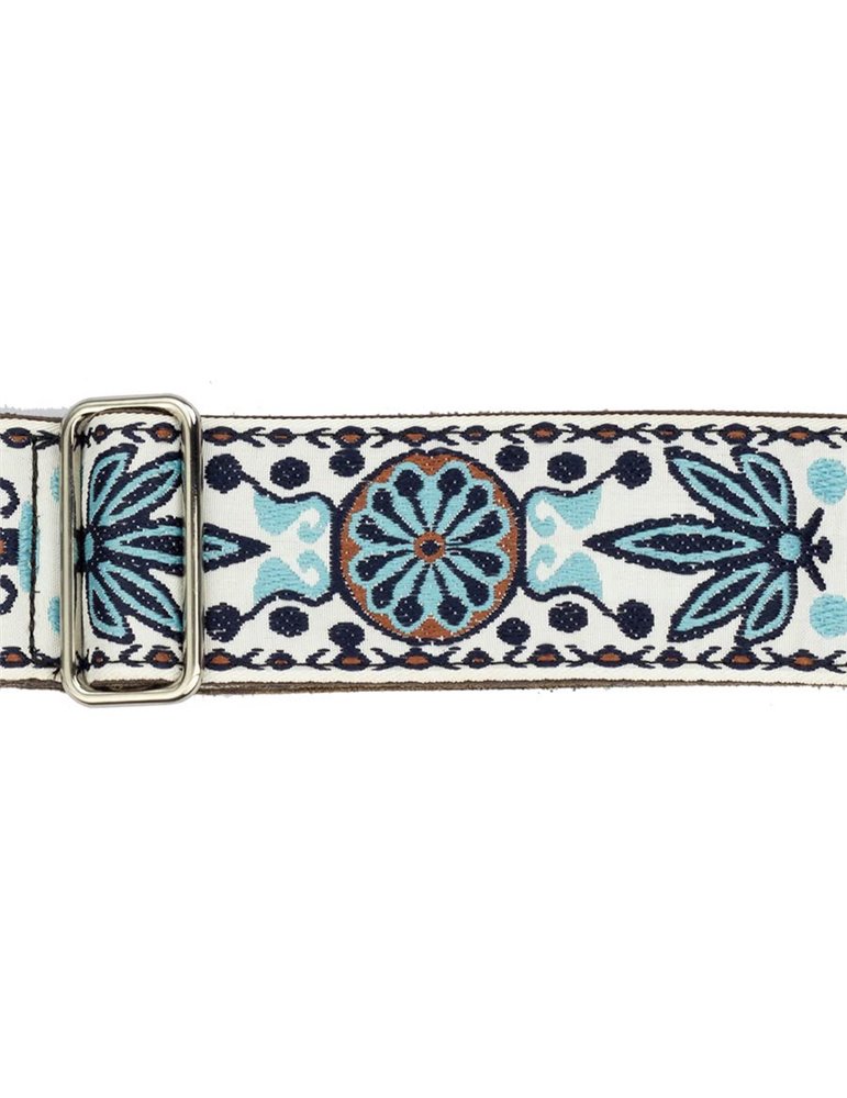 CORREA GAUCHO SERIE DELUXE TRADICIONAL PARA GUITARRA 50mm BLANCO/AZUL