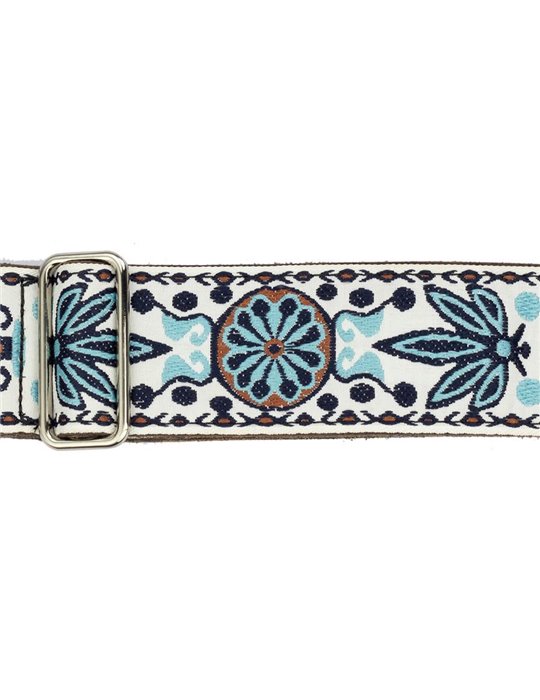 CORREA GAUCHO SERIE DELUXE TRADICIONAL PARA GUITARRA 50mm BLANCO/AZUL