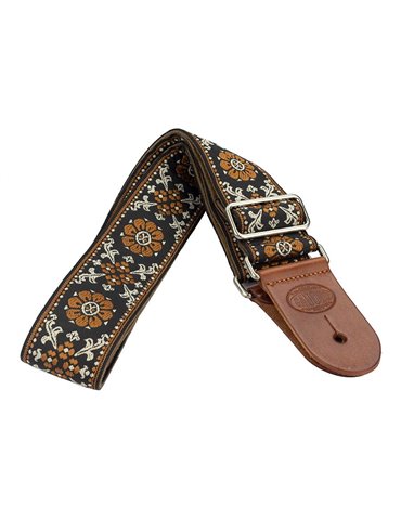 CORREA GAUCHO SERIE DELUXE TRADICIONAL PARA GUITARRA 50mm MARRÓN/DORADO 2